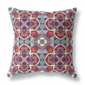 Palacedesigns 20 in. Cloverleaf Indoor & Outdoor Throw Pillow Red Orange & Blue PA3104861